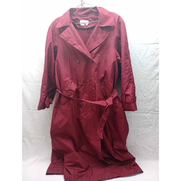 Sue Brett women's Red Trench Coat Zip Out Liner size 14W - Picture 1 of 11